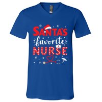 Santa Favorite Nurse For Christmas In Hospital Gift V-Neck T-Shirt