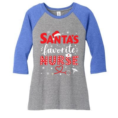 Santa Favorite Nurse For Christmas In Hospital Gift Women's Tri-Blend 3/4-Sleeve Raglan Shirt