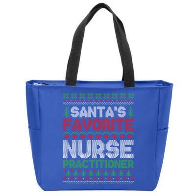 SantaS Favorite Nurse Practitioner Ugly Christmas Sweater Meaningful Gift Zip Tote Bag