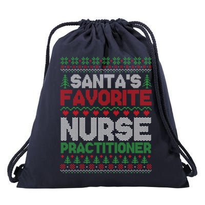 SantaS Favorite Nurse Practitioner Ugly Christmas Sweater Meaningful Gift Drawstring Bag