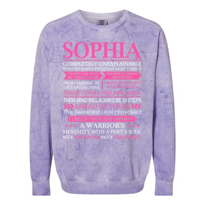 Sophia First Name Gift Funny Sophia Gift Colorblast Crewneck Sweatshirt