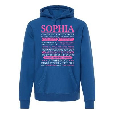 Sophia First Name Gift Funny Sophia Gift Premium Hoodie