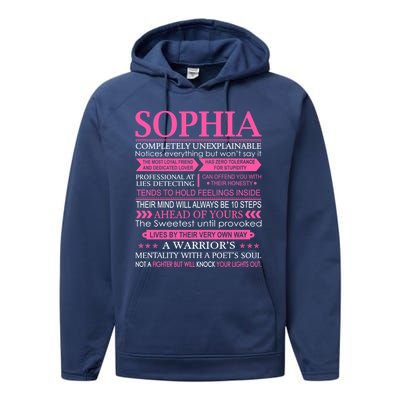 Sophia First Name Gift Funny Sophia Gift Performance Fleece Hoodie