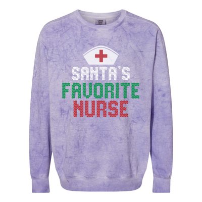 Santas Favorite Nurse Christmas Rn Nursing Ugly XMas Pajama Meaningful Gift Colorblast Crewneck Sweatshirt