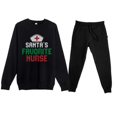 Santas Favorite Nurse Christmas Rn Nursing Ugly XMas Pajama Meaningful Gift Premium Crewneck Sweatsuit Set