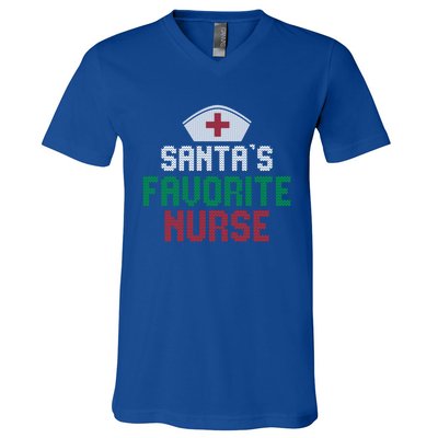 Santas Favorite Nurse Christmas Rn Nursing Ugly XMas Pajama Meaningful Gift V-Neck T-Shirt