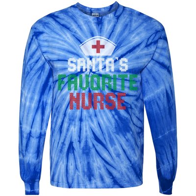 Santas Favorite Nurse Christmas Rn Nursing Ugly XMas Pajama Meaningful Gift Tie-Dye Long Sleeve Shirt