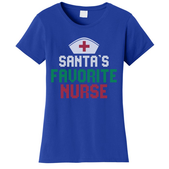 Santas Favorite Nurse Christmas Rn Nursing Ugly XMas Pajama Meaningful Gift Women's T-Shirt