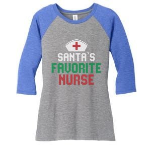 Santas Favorite Nurse Christmas Rn Nursing Ugly XMas Pajama Meaningful Gift Women's Tri-Blend 3/4-Sleeve Raglan Shirt