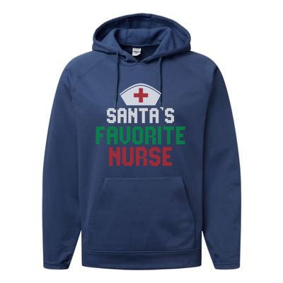 Santas Favorite Nurse Christmas Rn Nursing Ugly XMas Pajama Meaningful Gift Performance Fleece Hoodie