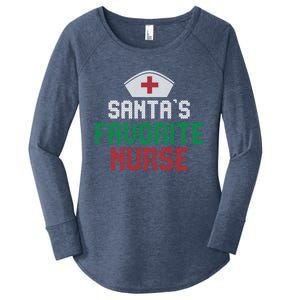 Santas Favorite Nurse Christmas Rn Nursing Ugly XMas Pajama Meaningful Gift Women's Perfect Tri Tunic Long Sleeve Shirt