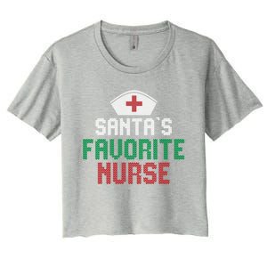 Santas Favorite Nurse Christmas Rn Nursing Ugly XMas Pajama Meaningful Gift Women's Crop Top Tee