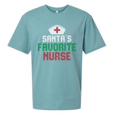 Santas Favorite Nurse Christmas Rn Nursing Ugly XMas Pajama Meaningful Gift Sueded Cloud Jersey T-Shirt