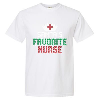 Santas Favorite Nurse Christmas Rn Nursing Ugly XMas Pajama Meaningful Gift Garment-Dyed Heavyweight T-Shirt