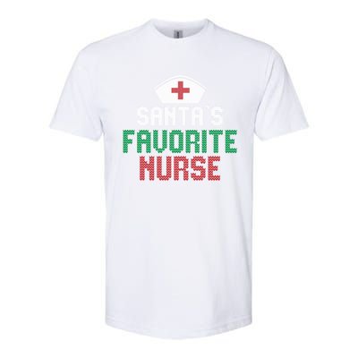 Santas Favorite Nurse Christmas Rn Nursing Ugly XMas Pajama Meaningful Gift Softstyle CVC T-Shirt