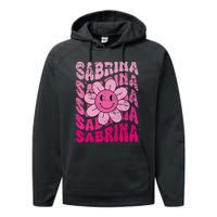 Sabrina First Name I Love Sabrina Groovy 80S Vintage Performance Fleece Hoodie