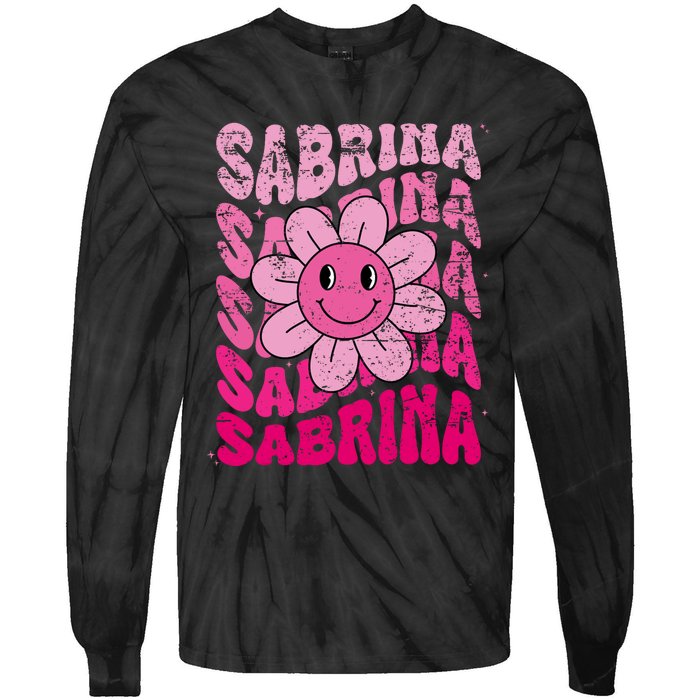 Sabrina First Name I Love Sabrina Groovy 80S Vintage Tie-Dye Long Sleeve Shirt