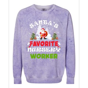 SantaS Favorite Nursery Worker Funny Christmas Gift Great Gift Colorblast Crewneck Sweatshirt