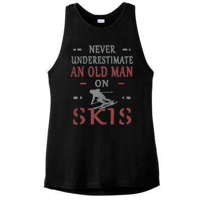 Skier Funny Never Underestimate An Old On Skis Great Gift Ladies PosiCharge Tri-Blend Wicking Tank