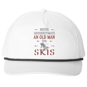 Skier Funny Never Underestimate An Old On Skis Great Gift Snapback Five-Panel Rope Hat