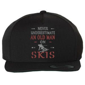 Skier Funny Never Underestimate An Old On Skis Great Gift Wool Snapback Cap