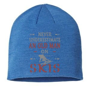 Skier Funny Never Underestimate An Old On Skis Great Gift Sustainable Beanie