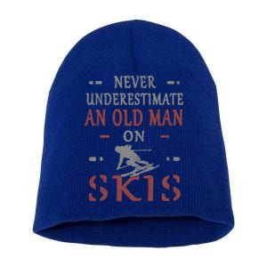 Skier Funny Never Underestimate An Old On Skis Great Gift Short Acrylic Beanie