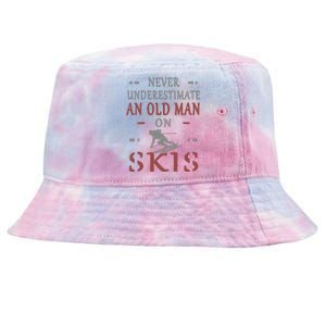 Skier Funny Never Underestimate An Old On Skis Great Gift Tie-Dyed Bucket Hat