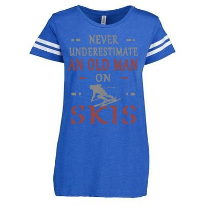 Skier Funny Never Underestimate An Old On Skis Great Gift Enza Ladies Jersey Football T-Shirt