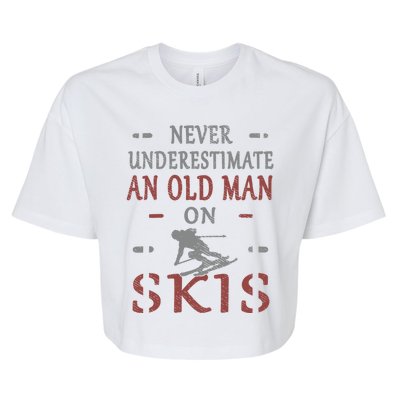 Skier Funny Never Underestimate An Old On Skis Great Gift Bella+Canvas Jersey Crop Tee