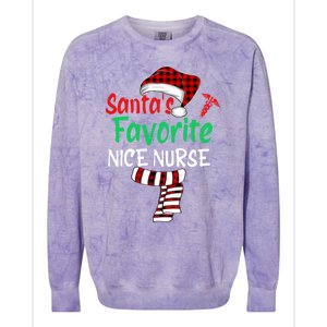 Santas Favorite Nicu Nurse Christmas Santa Red Plaid Claus Gift Colorblast Crewneck Sweatshirt