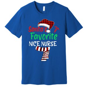 Santas Favorite Nicu Nurse Christmas Santa Red Plaid Claus Gift Premium T-Shirt