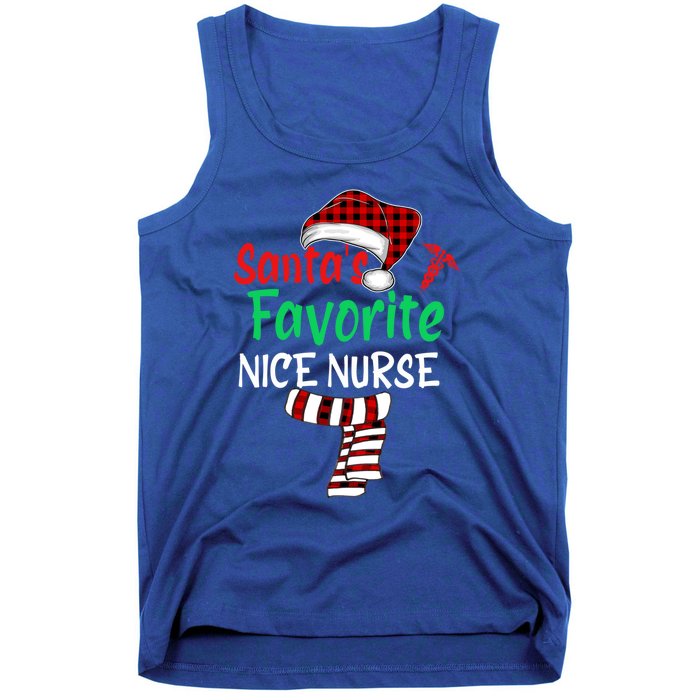 Santas Favorite Nicu Nurse Christmas Santa Red Plaid Claus Gift Tank Top