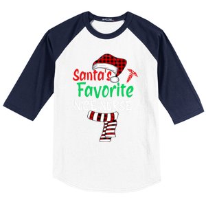 Santas Favorite Nicu Nurse Christmas Santa Red Plaid Claus Gift Baseball Sleeve Shirt