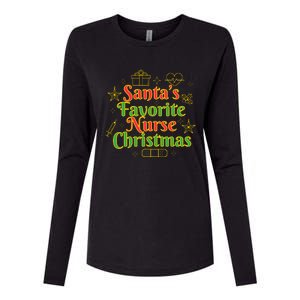 Santa's Favorite Nurse Cute Funny Christmas RN Womens Cotton Relaxed Long Sleeve T-Shirt