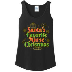 Santa's Favorite Nurse Cute Funny Christmas RN Ladies Essential Tank