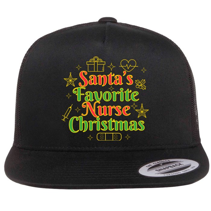 Santa's Favorite Nurse Cute Funny Christmas RN Flat Bill Trucker Hat