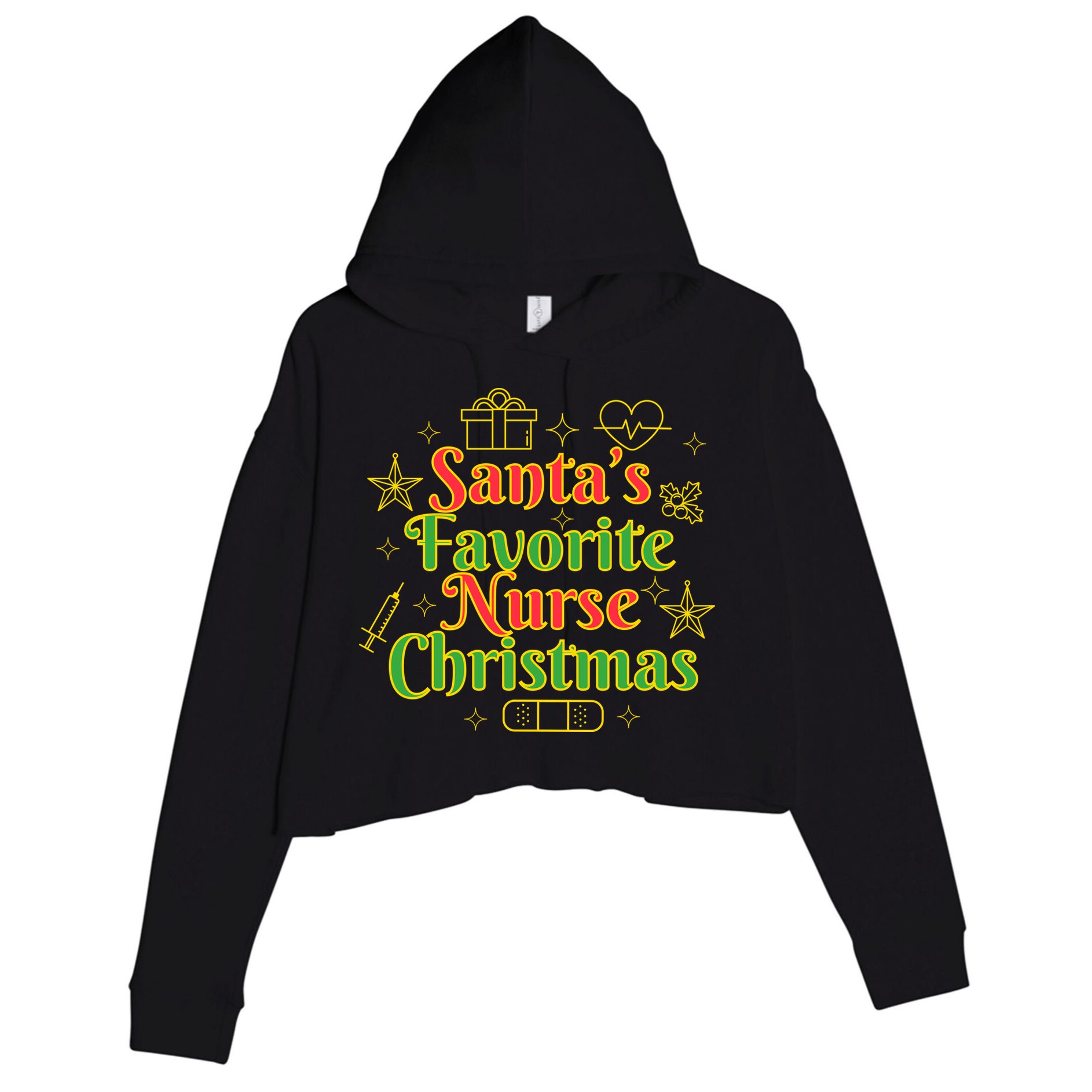 Santa's Favorite Nurse Cute Funny Christmas RN Crop Fleece Hoodie