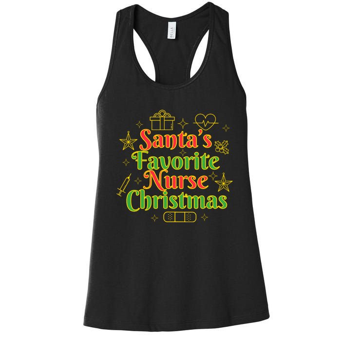 Santa's Favorite Nurse Cute Funny Christmas RN Women's Racerback Tank