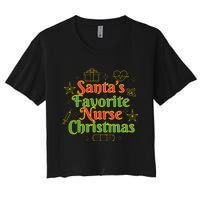 Santa's Favorite Nurse Cute Funny Christmas RN Women's Crop Top Tee