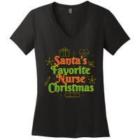 Santa's Favorite Nurse Cute Funny Christmas RN Women's V-Neck T-Shirt