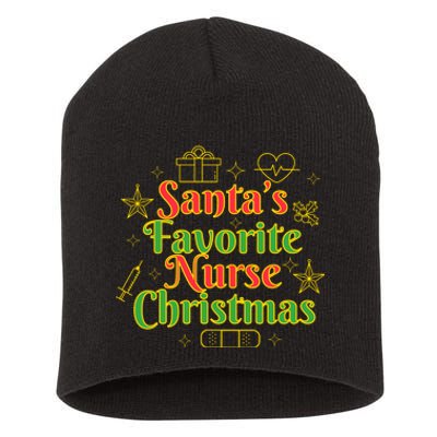 Santa's Favorite Nurse Cute Funny Christmas RN Short Acrylic Beanie