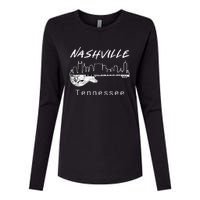 Souvenir From Nashville Guitar Nashville Womens Cotton Relaxed Long Sleeve T-Shirt