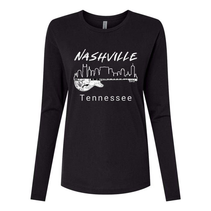 Souvenir From Nashville Guitar Nashville Womens Cotton Relaxed Long Sleeve T-Shirt