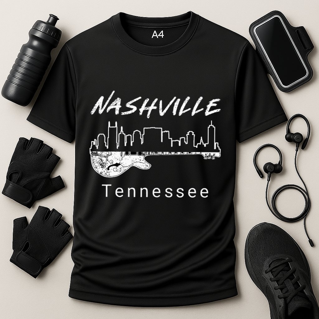 Souvenir From Nashville Guitar Nashville Cooling Performance Crew T-Shirt