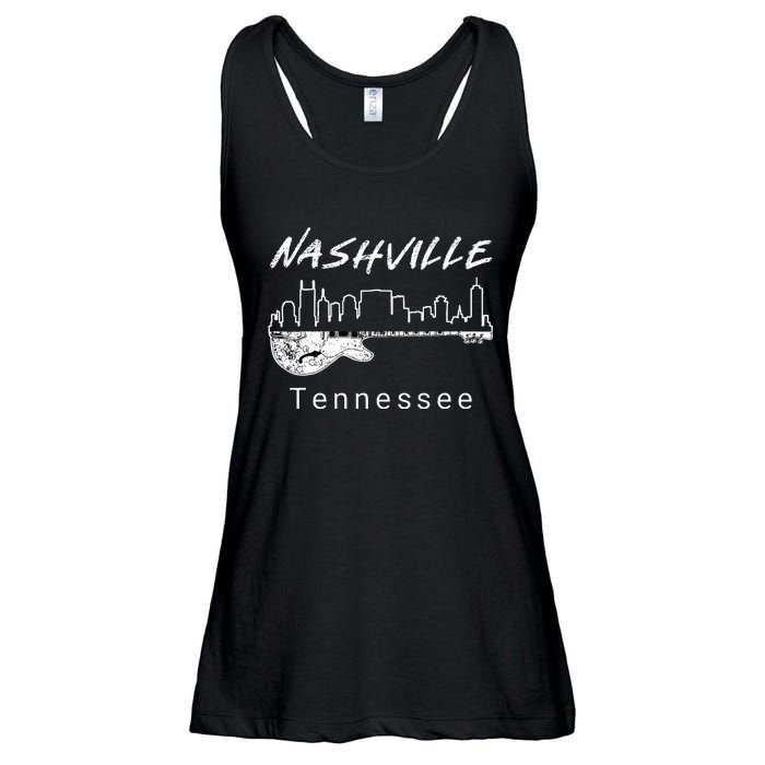 Souvenir From Nashville Guitar Nashville Ladies Essential Flowy Tank