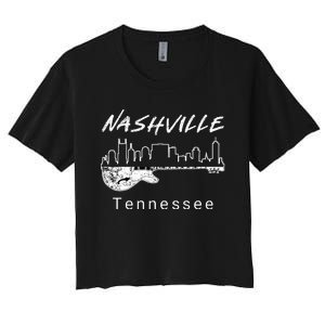 Souvenir From Nashville Guitar Nashville Women's Crop Top Tee