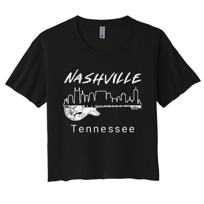 Souvenir From Nashville Guitar Nashville Women's Crop Top Tee