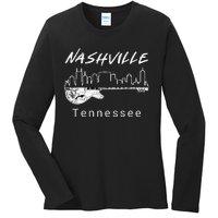 Souvenir From Nashville Guitar Nashville Ladies Long Sleeve Shirt