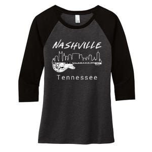 Souvenir From Nashville Guitar Nashville Women's Tri-Blend 3/4-Sleeve Raglan Shirt